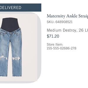Abercrombie & Fitch Maternity Full Panel Straight Leg Jeans